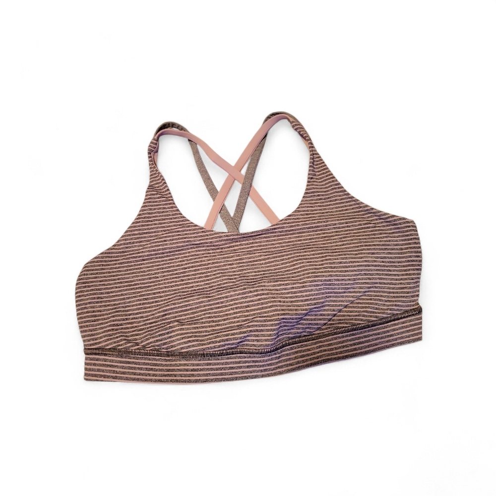 Lululemon Purple And Gray Striped Women's Sports Bra SZ 12